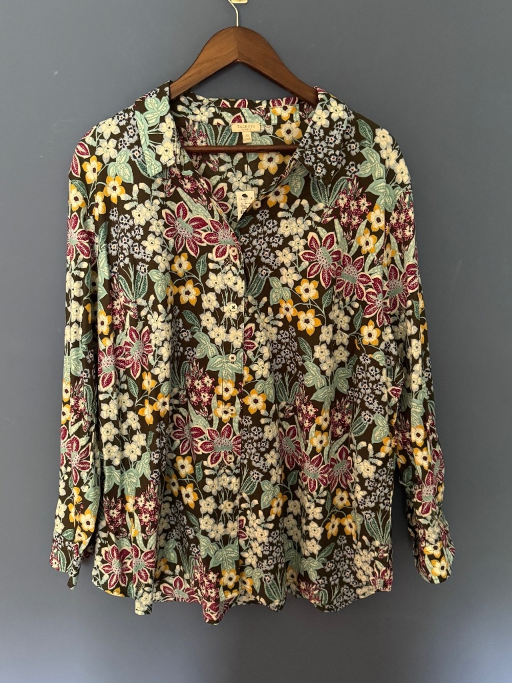 NWT Talbots Mirrored Garden Cotton Button Front Shirt Size 3X